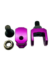 Load image into Gallery viewer, Purple metal components with black and gold parts on a white background