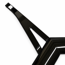 Load image into Gallery viewer, A close-up of a glossy black metal frame component, likely a bicycle fork or similar structural part, shown against a plain white background.