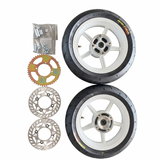 12" White Supermotos Set with Kenda Curve, Brake Rotors, Sprocket and Hardware