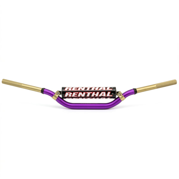 Purple 28mm CNC aluminum fat bar handlebars in Renthal 997 style for compatible dirt bikes, pit bikes, and custom e-moto builds.